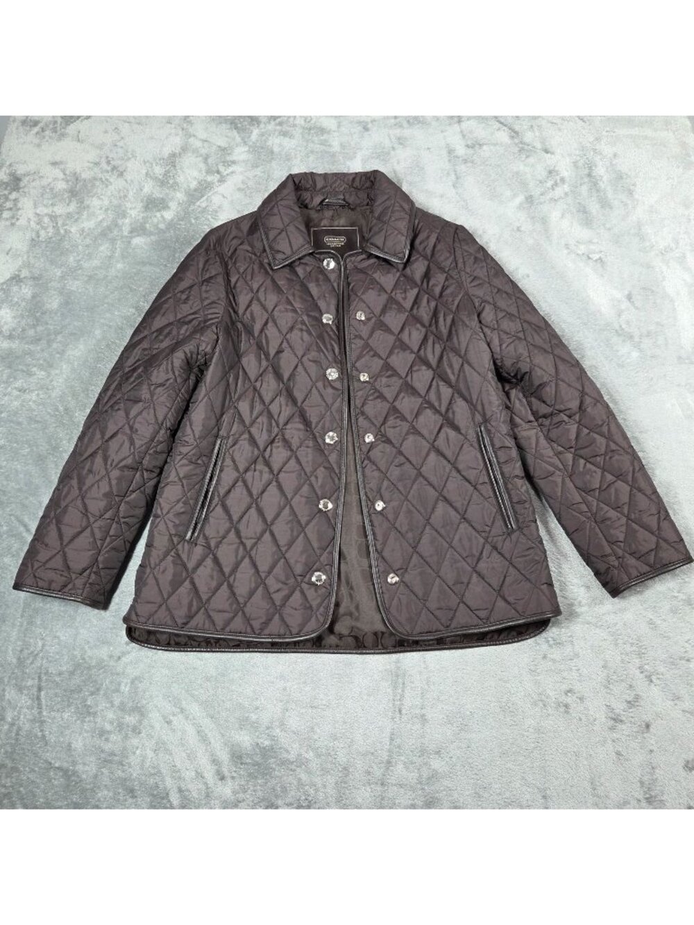 Coach Jacket Womens Small Brown Quilted Puffer Preppy Lightweight Coat READ